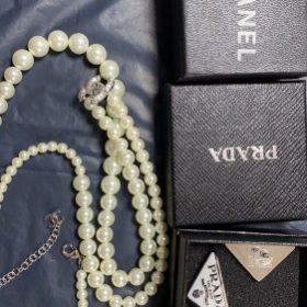 Diamonds studded Silver Alphabets Pearls Sweater Chain Necklace with extension chain CCXL-9120031 photo review